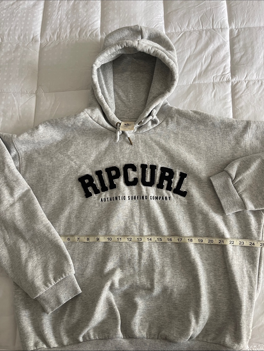 Rip Curl Light Gray Pullover Hoodie with Black Logo